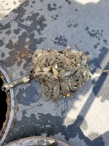 A pile of wipes removed from the sewer